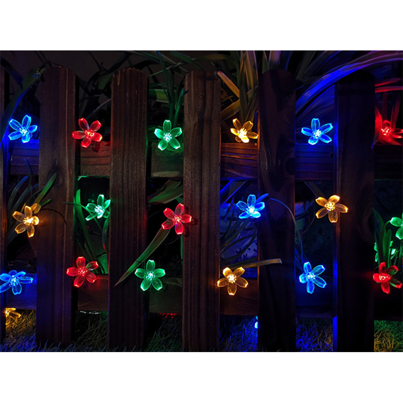 Solar Garden Decoration Outdoor Waterproof Park Holiday Layout Peach Flower Warm White Color Led Cherry Blossom Lighting Chain