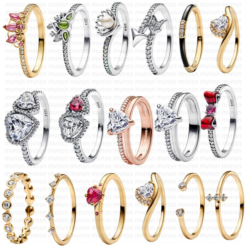 NEW Designer Ring for women Love diamond princess ring with box bow Sparkling Halo Hearts Ring 925 Silver Heart Ring 18k Gold plated jewelry Valentine's Day gifts