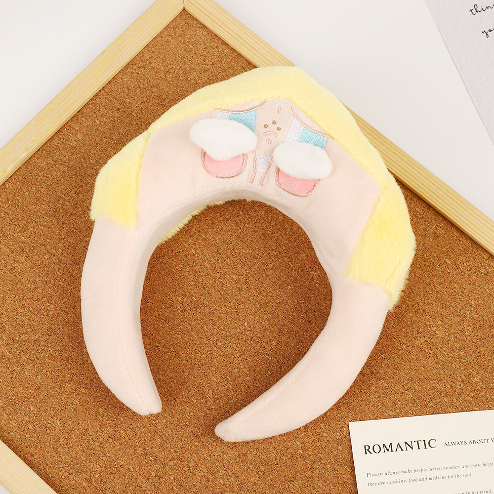 Same cartoon plush headband for girls cute bunny ears furry headband autumn and winter hair compression