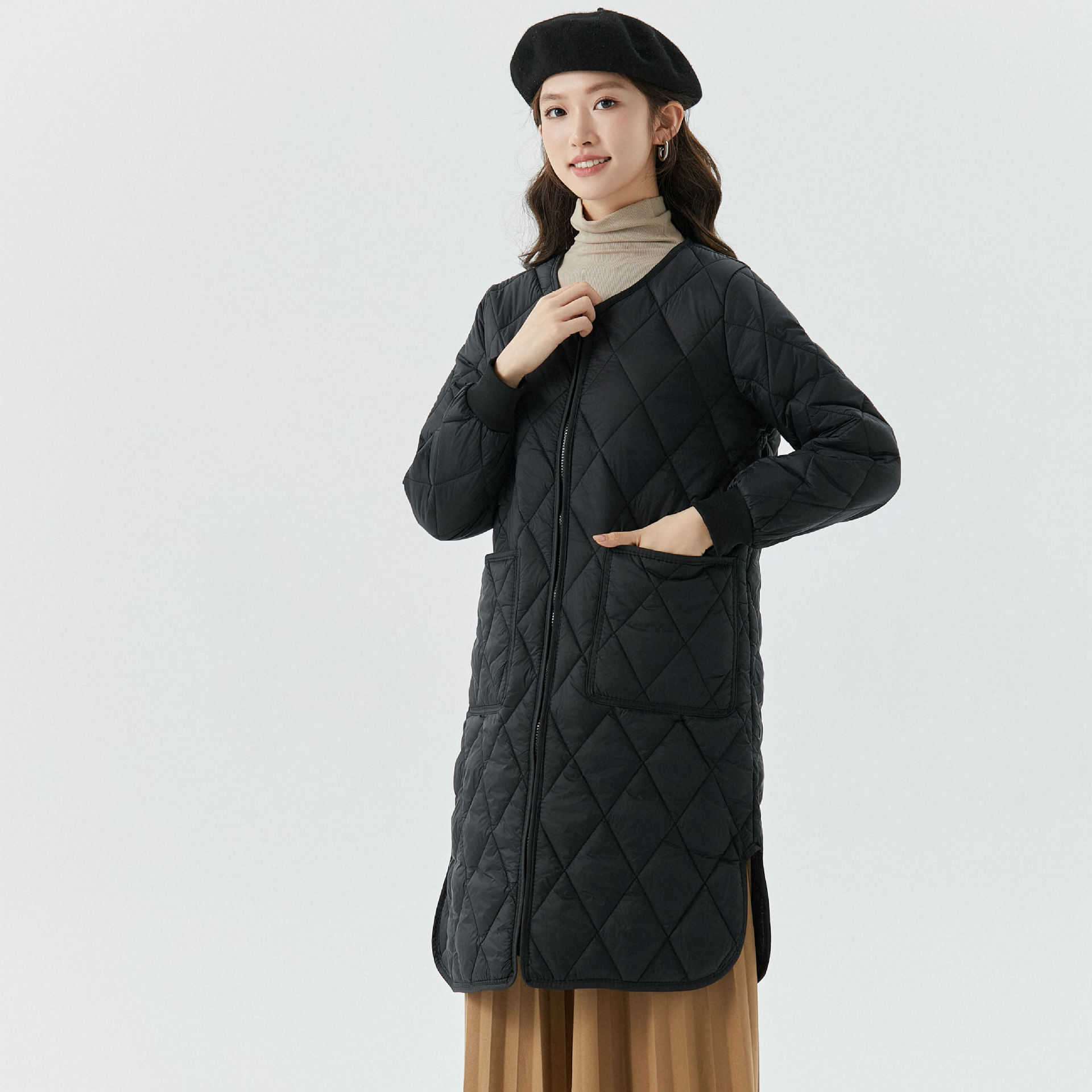 Womens Thick Warm Long Sleeve with Cotton Clip Womens Home Long Clothing Cotton Coat with Plush One Piece Sleeve with Hair 2401 Women Jackets Coat Wom