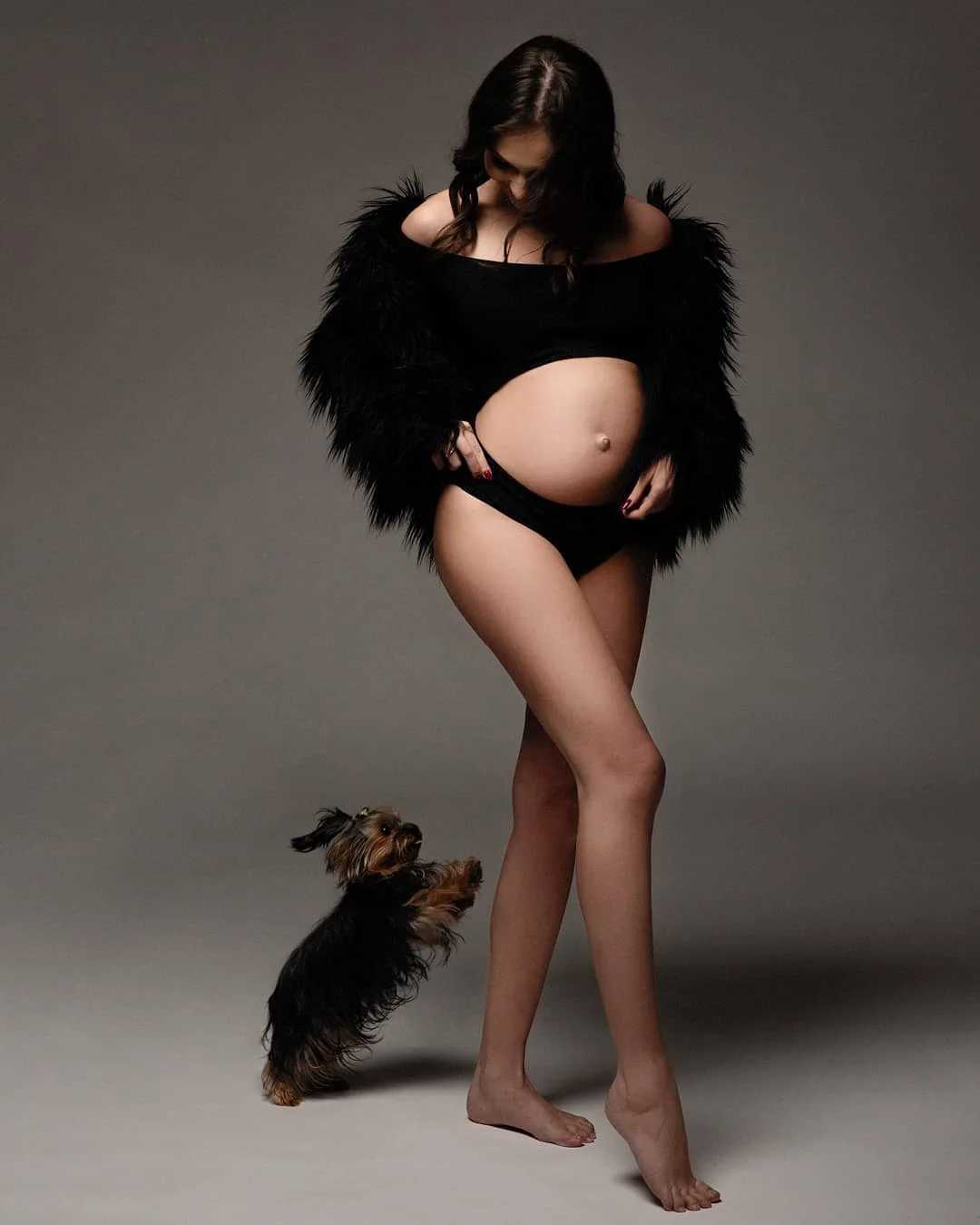 Luxury artificial simulated fox fur maternity outfit photo shooting bodyguard set maternity outfit W250113