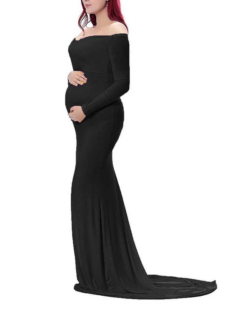 Pregnant womens solid color Par floor length photography props elegant white clothing W250113