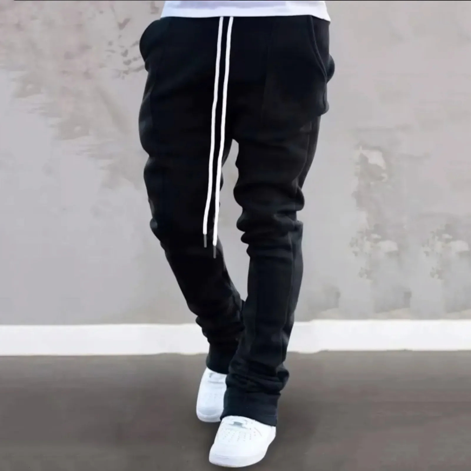 Mens Casual Pants Summer Solid Color n Custom Flare Sweat Pants Street Wear Men Pile Up Stacked Pants for Men 250113
