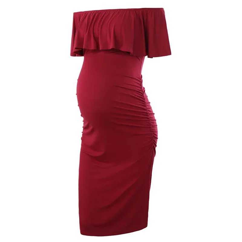 Cotton care ruffled pregnant womens dress with shoulder care ruffled edge for women without shoulder care summer pregnancy dress for womens body W2501
