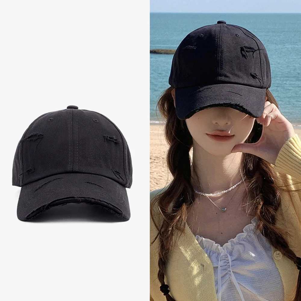 Womens Baseball C Spring/Summer Hip Hop Soft Top Curve Eaves Retro Distred Hat Duckbill C for Men W250113