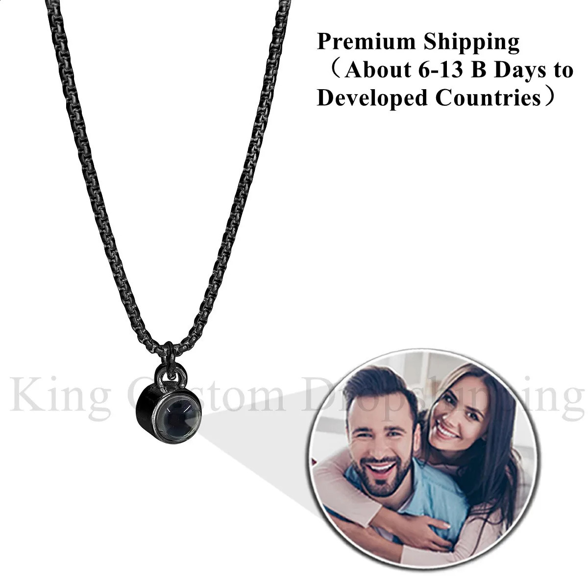Custom Po Circle Projection Mens Necklace Original for Boyfriend and Family Circle Pendant Christmas Gift 250107