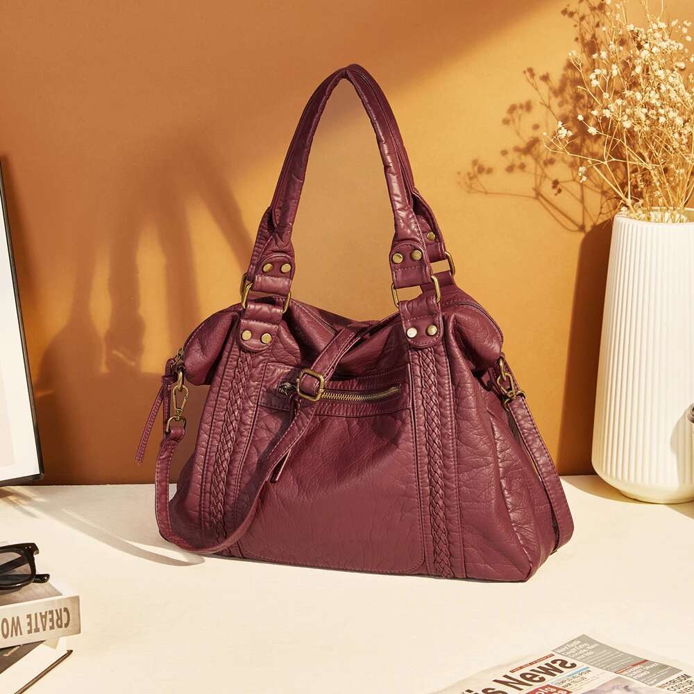 Annmouler Large Capacity Washed Leather Hobo Bags Women Roomy Handbags With Crossbody Strap Best Gift Women, For Her