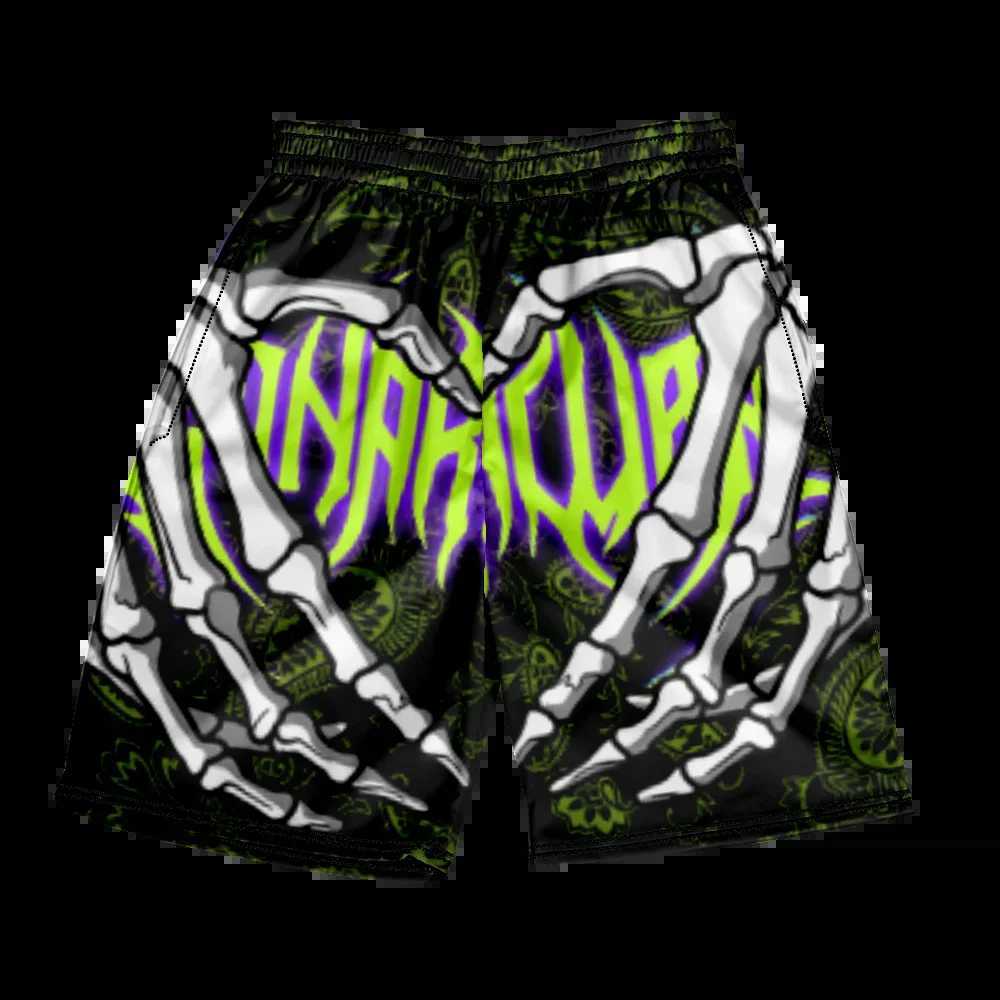 2024 Summer Classic Skeleton Beach Shorts New Fashion Skeleton Handprint Mens Gym Shorts Quick Drying Dry Ice ShortsXJ250407