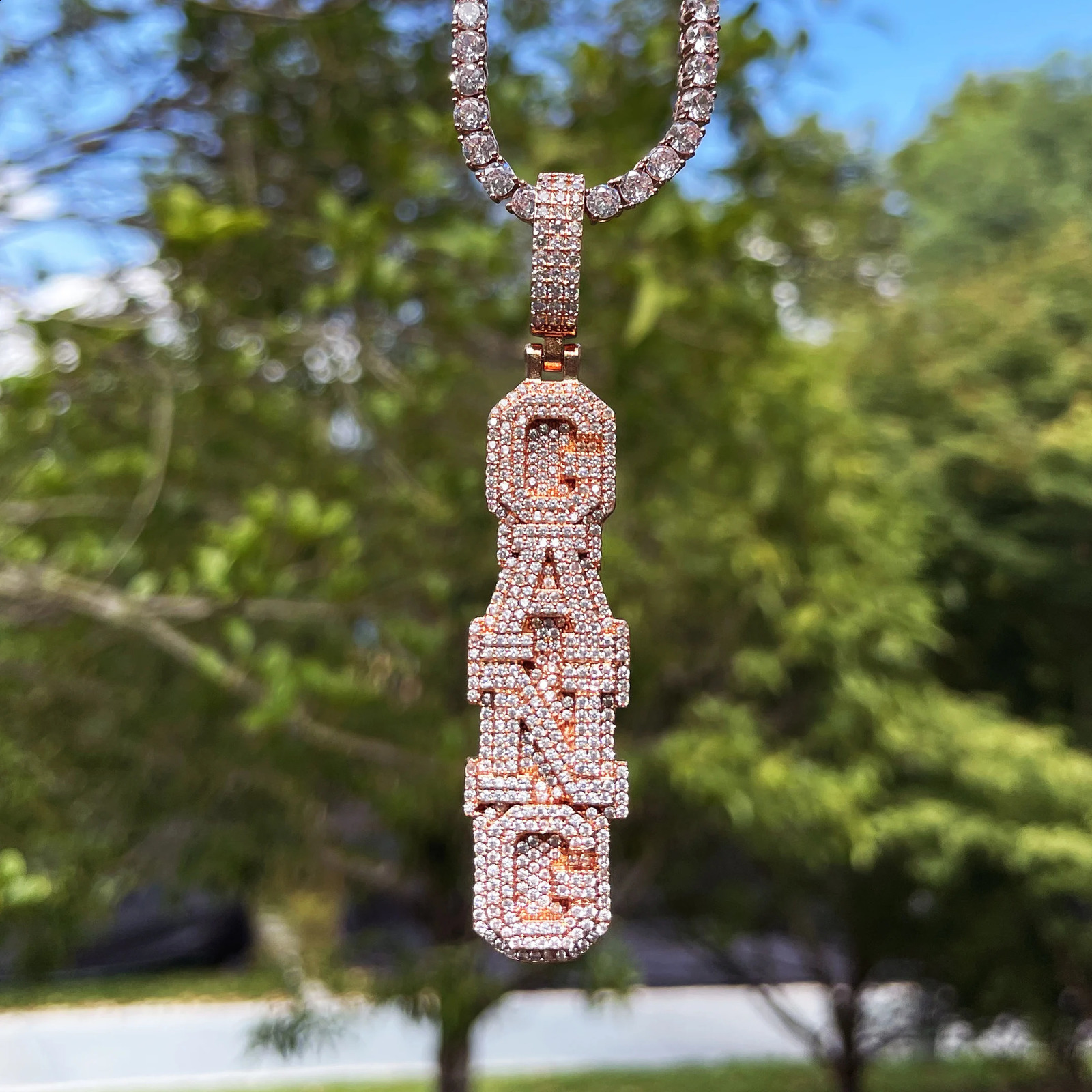 Bubble Letter Customized Name Necklace Pendant for Women Nameplates Bling Charm Hip Hop Jewelry 250107