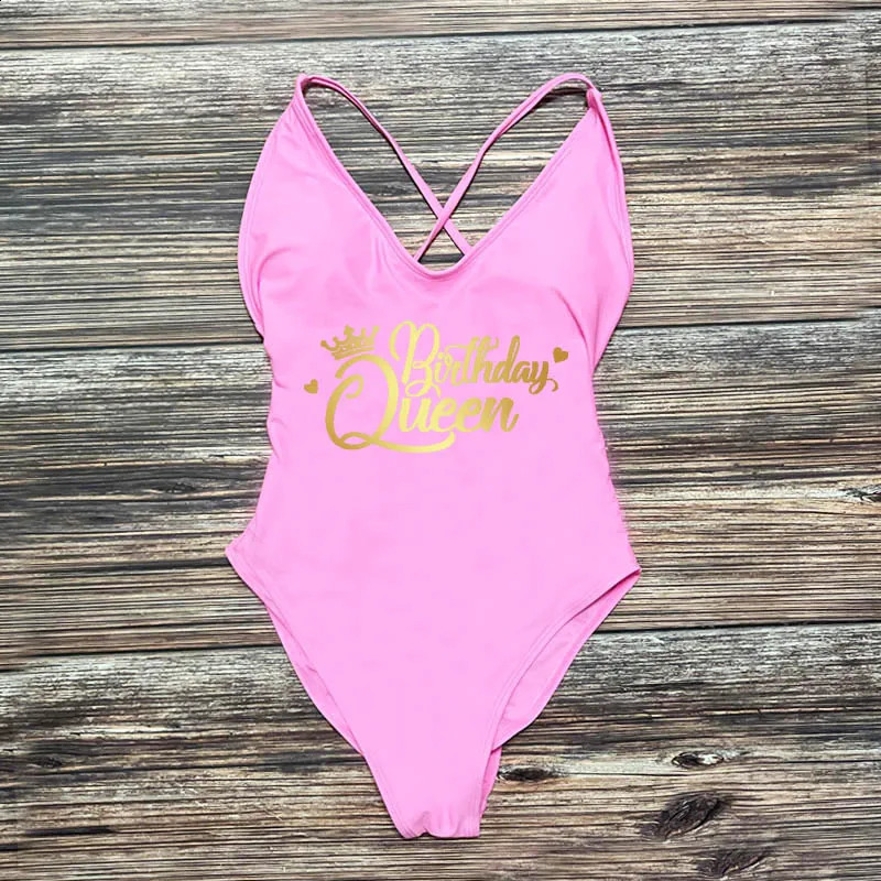 Birthday Queen Team swimsuit womens sexy apron one-piece swimsuit womens singles party swimsuit biquinis feminino 250110