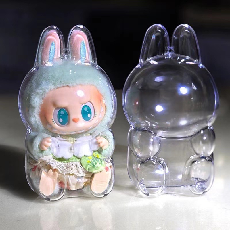 2pcs Popular INS Fashion Labubu Monsters PVC Cover Box Plastic Protect Case Transparent Covers For First Generation Or Second Generation Labubu Plush 
