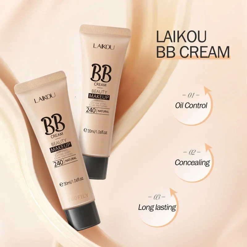LAIKOU BB Cream 18 Hour Longlasting Liquid Foundation Waterproof Antiacne Marks Natural Face Base Makeup Moisturize 241230