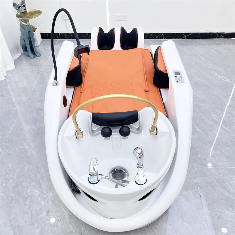 Ceramic Barber Shop Salon Furniture Head Spa Therapy Equipment Electric Smart Massage Bed Shampoo Massage Bed Beauty Salon