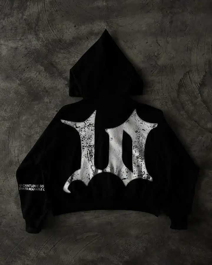 Tenthseries retro patch work hoodie Y2K clothing mens Harajuku hip-hop letter embroidery super large hoodie sportswear casual jacket W250113