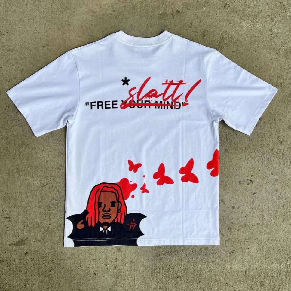 Classic letter printed T-shirt for couples, loose high street short sleeved, summer