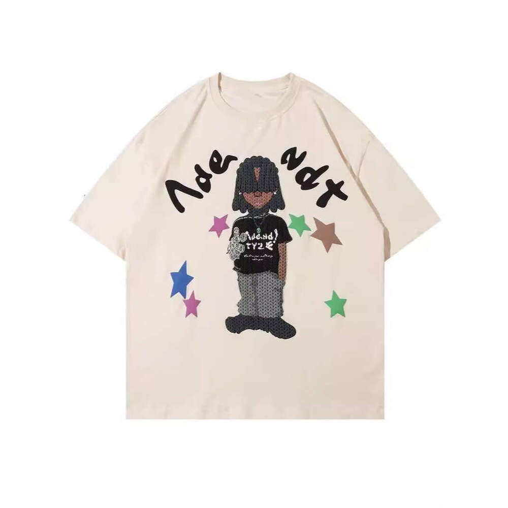 American street style personalized trend cartoon cotton foam letter printed summer new top