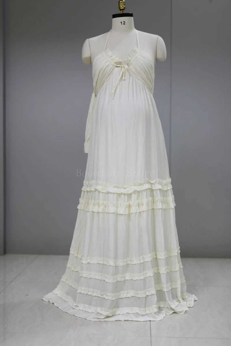Bohemian Summer Wedding Dress - Linen V-neck Casual Chiffon W250113