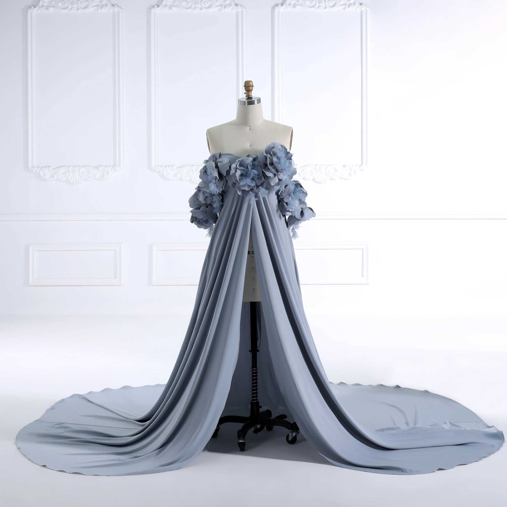 Off Shoulder Handmade Flower Materni Dress for Photo Shoot Baby Shower YEWEN W250113