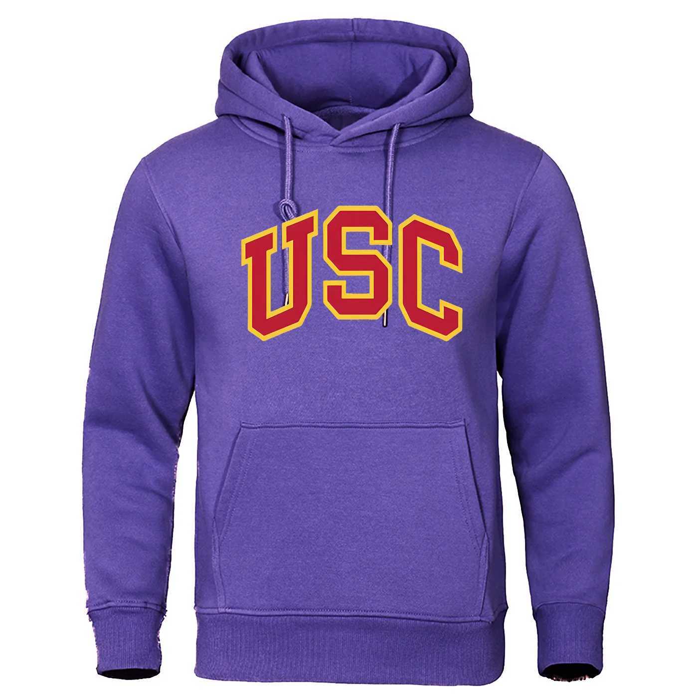 Men's Hoodies Sweatshirts Newly popular loose retro mens hoodie autumn and winter casual mens sleeping hoodie with letters USC printed J250111
