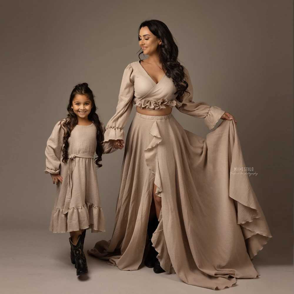 Bohemian maternity dress cotton two-piece set baby shower photo Bohemian chiffon womens photography dress W250113