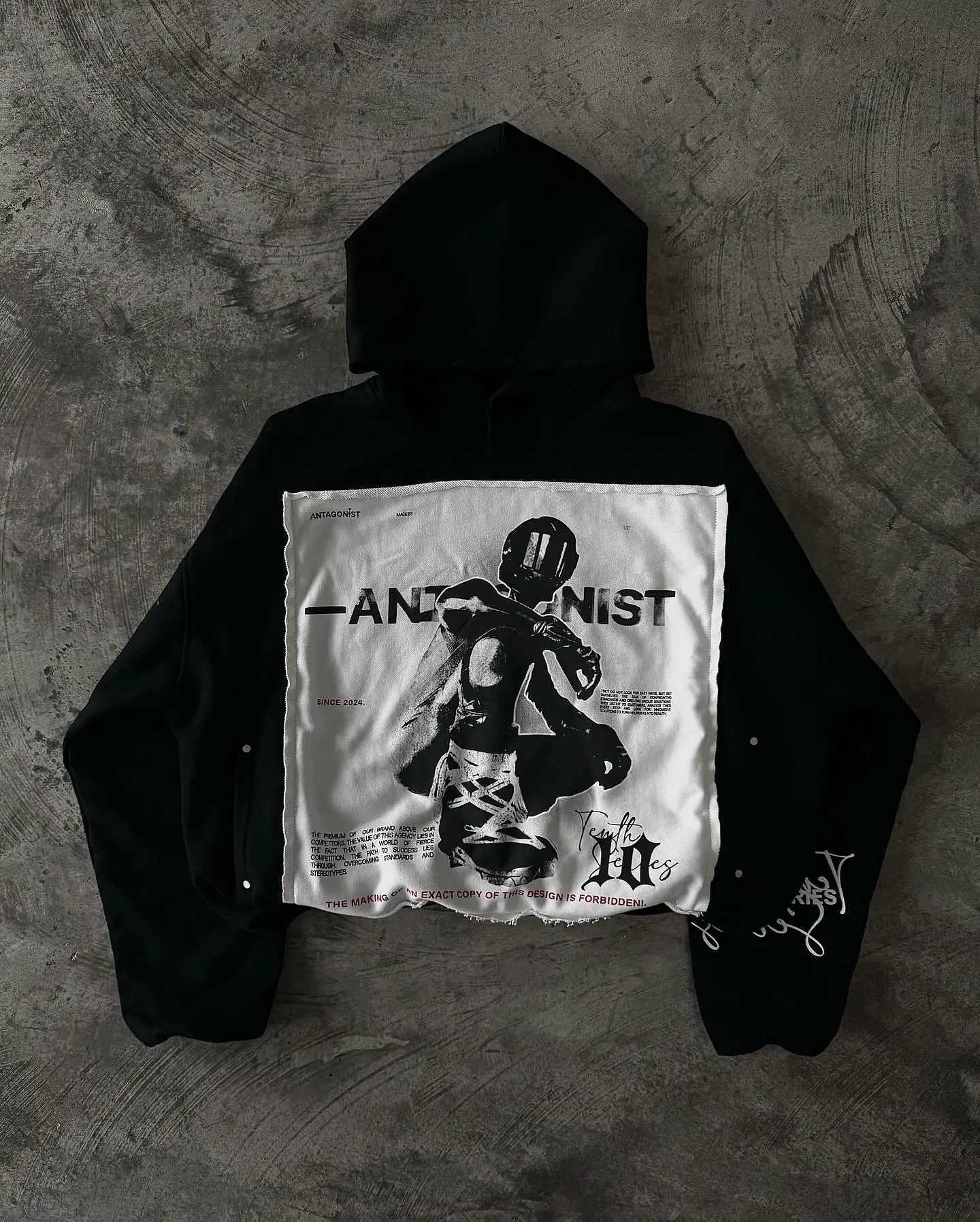 Tenthseries retro patch work hoodie Y2K clothing mens Harajuku hip-hop letter embroidery super large hoodie sportswear casual jacket W250113