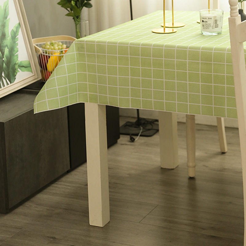 Modern Minimalist Style Anti-scalding and Waterproof Leave-in PVC Plaid Tablecloth