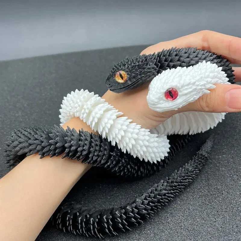 30cm 3D Printed Viper Snake Egg Crystal Dragon Egg Fidget Toy Animals Figures Rotatable Articulated Snake Toy New Year Kids Gift W250114