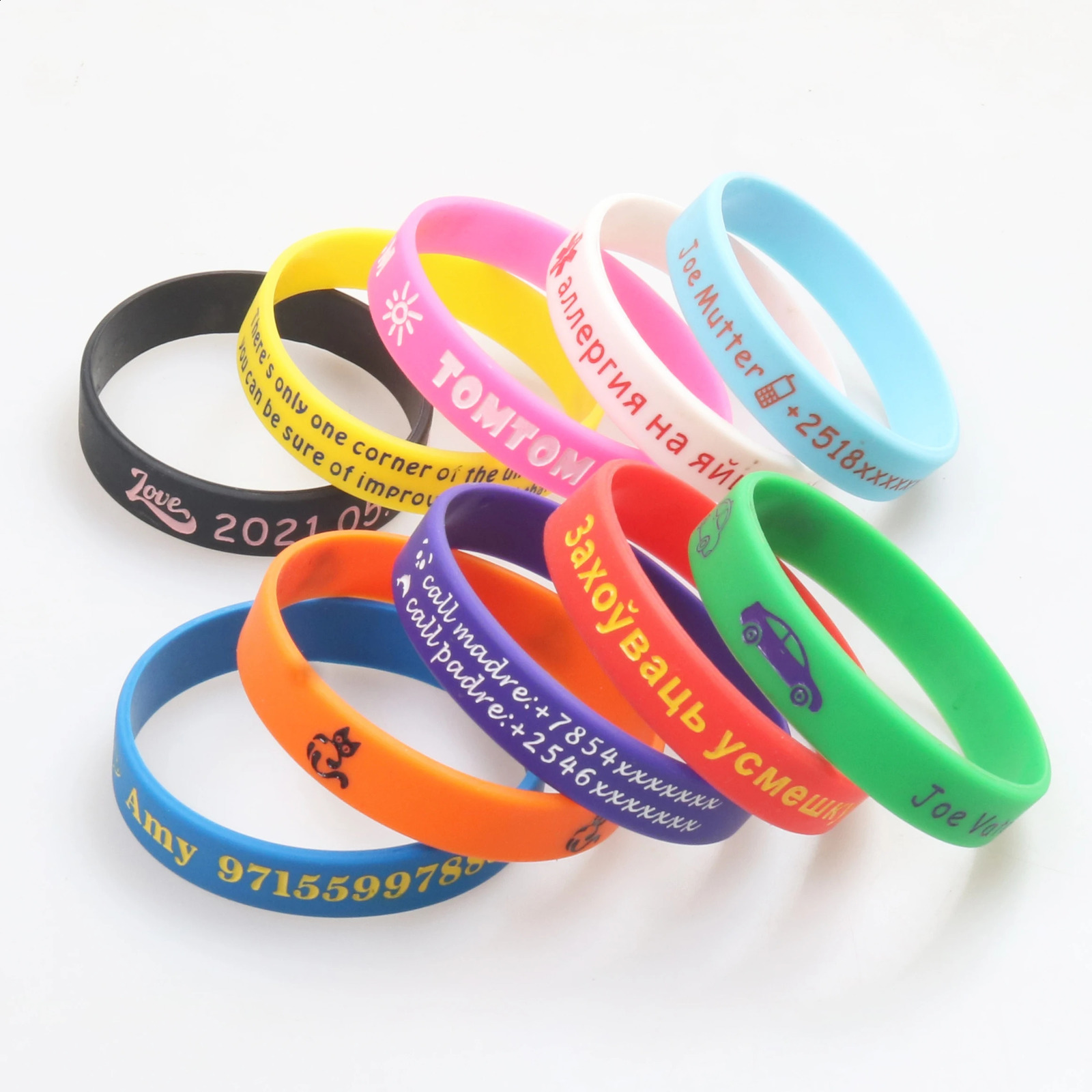 100pcs/50pcs Custom Wristband ID SOS Customizable Bracelets Engraved Debossed technology Sport Personalized Basketball Bands 250107