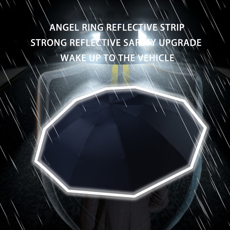 Large-Sized Auto Folding Umbrella for All Weather Conditions - Includes Durable Ring Hook and Anti-UV Features