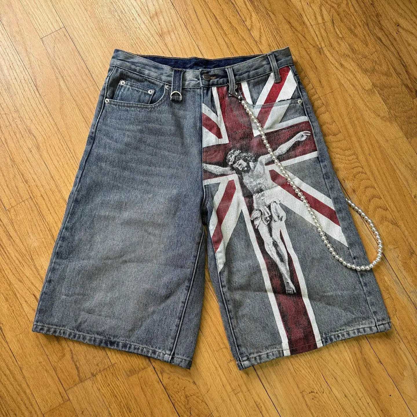 Streetwear American Short Y2K Jeans Mens Womens Harajuku Hip Hop Retro Blue Baggy Denim Gym Shorts High Waist Casual ShortsXJ250113
