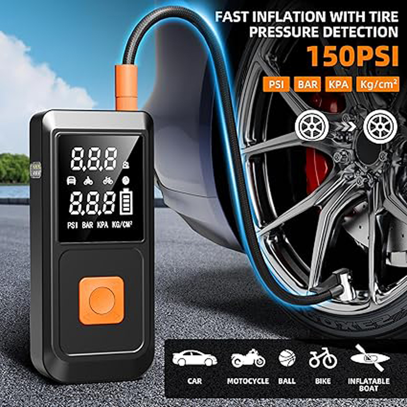 Portable car battery jump starter, 4000A 12V with air compressor and 150PSI tire inflator, car battery pack jump box tire pump with LCD display screen
