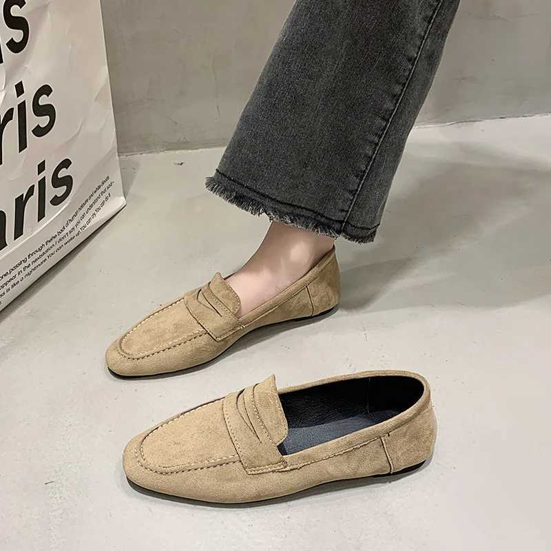 Womens Slip- Deep-Mouth Flat Bottom Loafers Spring Veet Round Head Thick Bottom Low Heel Soft Comfortable Flats ShoesXJ250113