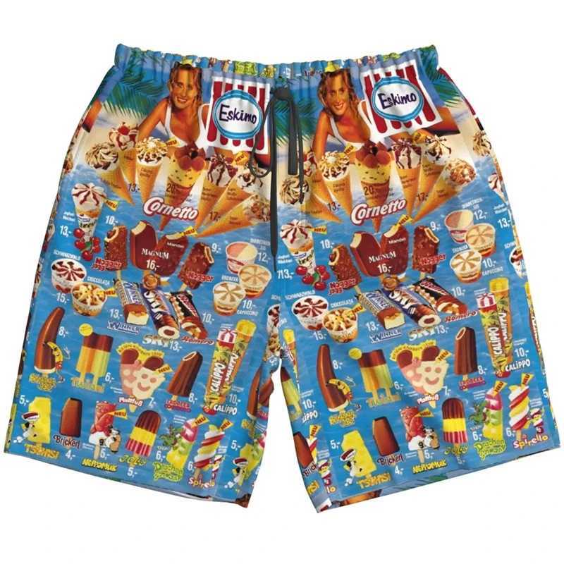 2024 Harajuku Sweet Ice Graphic Mens and Womens Beach Shorts Street Hip Hop 3D Printing Summer HAWaii Holiday Party Beach ShortsXJ250407