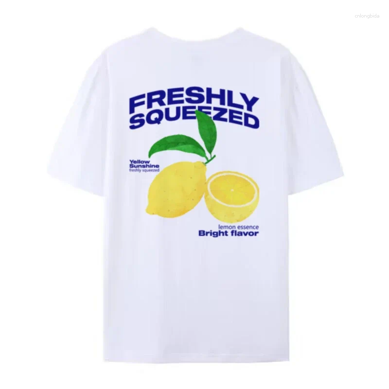 Womens T Shirts 90s Retro Lemon Citrus Back Print T-Shirt Oversized Cute Aesthetic Fruit Graphic Tees Streetwear Tops Women Fashion