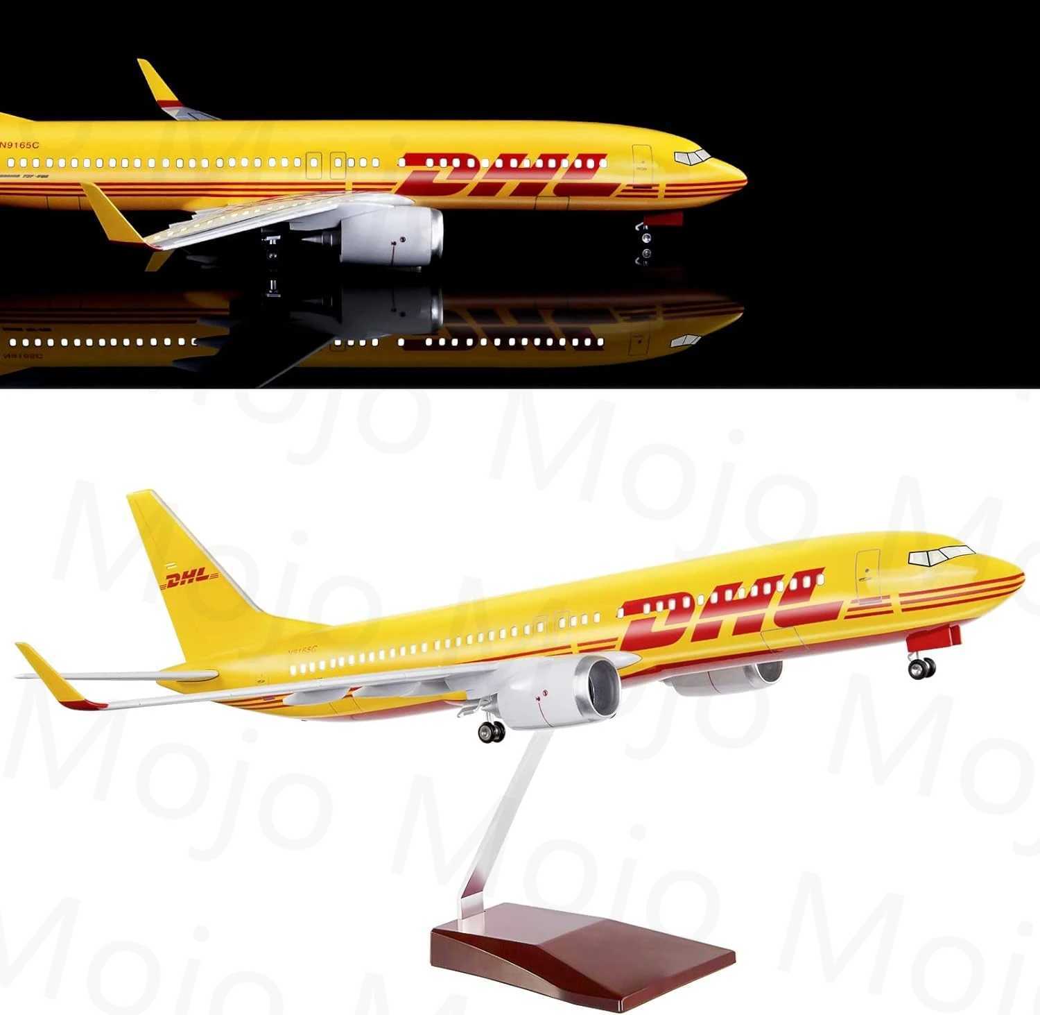 1 85 Scale 47cm 737 Large Model Airplane DHL Boeing B737 Plane Models Diecast Airplanes with LED Light For Collection or Gift X2501141