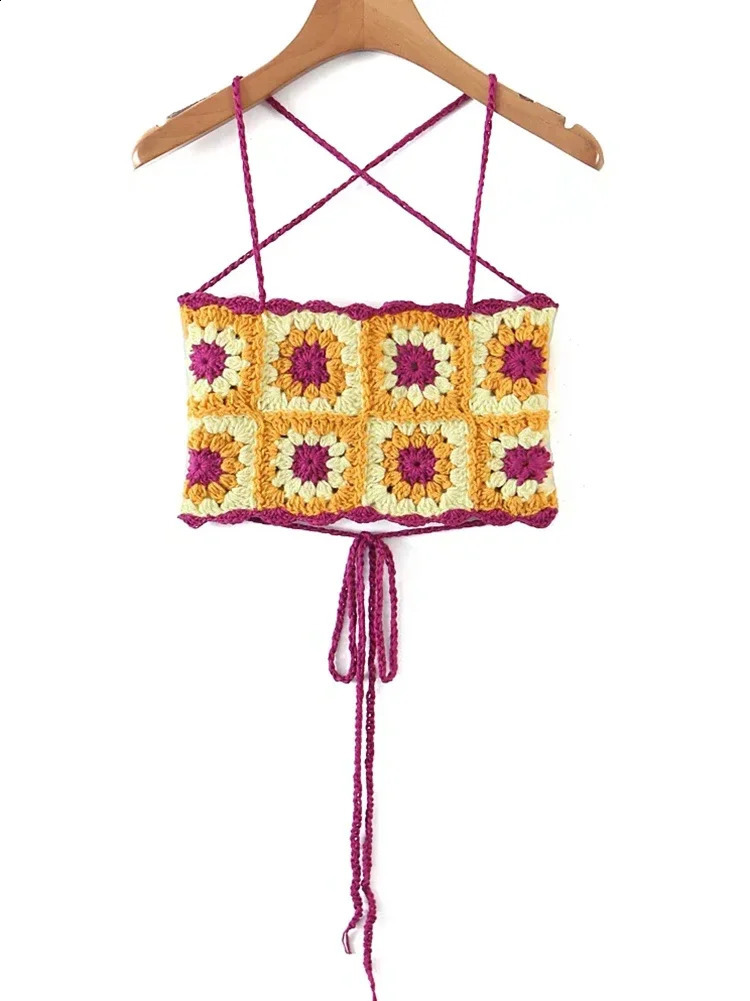 Gypsylady vintage crochet dress set Bohemian cut top mini skirt 2-piece set handmade summer chic square pattern sexy set 250109