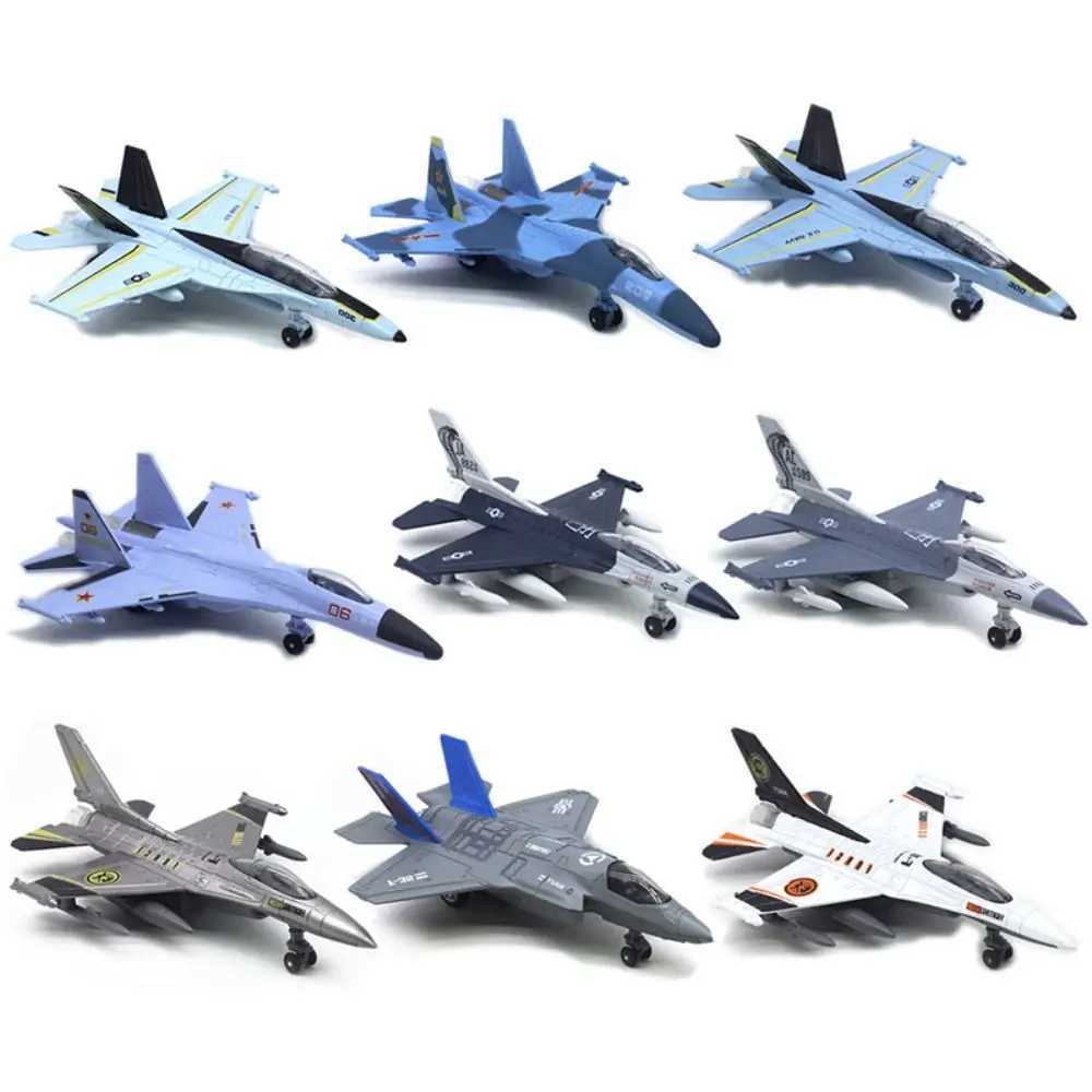 Diecast Fighter Aircraft Toy Pullback Go F16 F22 F35 Aviao Plane Model Simulation with Light Sound Jet Plane Toy Boy Gift X250114