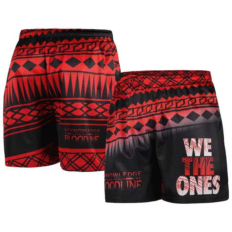 2024 New Mens Black Red The Bloodline Retro Shorts Shawn Michaels 1997 Survivor Series Retro Summer Sport Oversized ShortsXJ250114