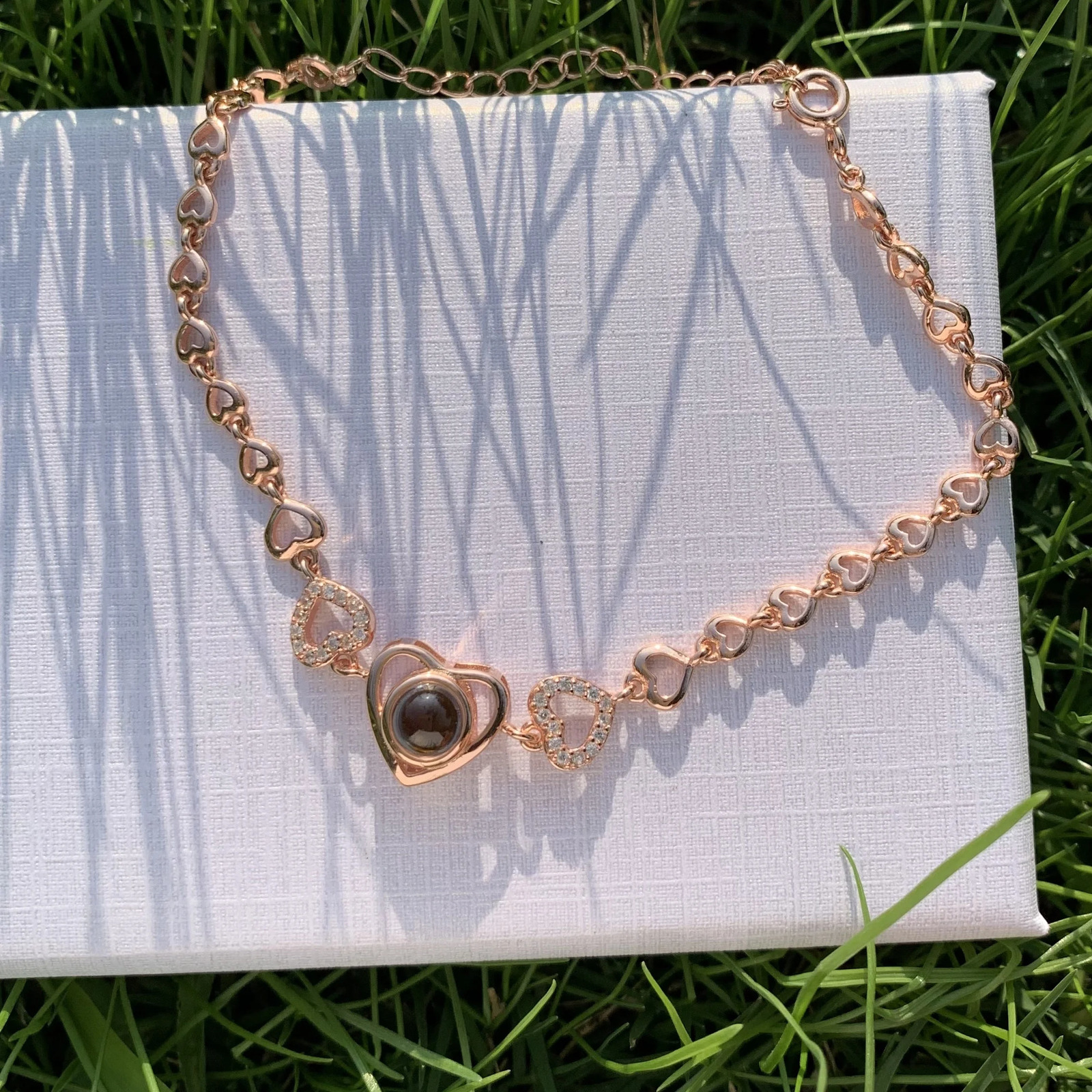 Hearts Bracelet Personalized Projection Po Bracelets Bracelet-Projection Memorial Custom Image Jewelry Women Christmas Gift 250107