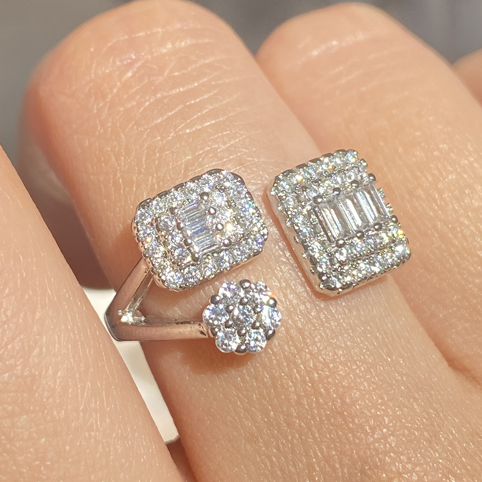 Choucong Gorgeous Weddding Rings Luxury Jewelry 925 Sterling Sillver Fill T Princess Cut White 5A Cubic Zircon CZ Diamond Gemstones Women Open Ring Ad
