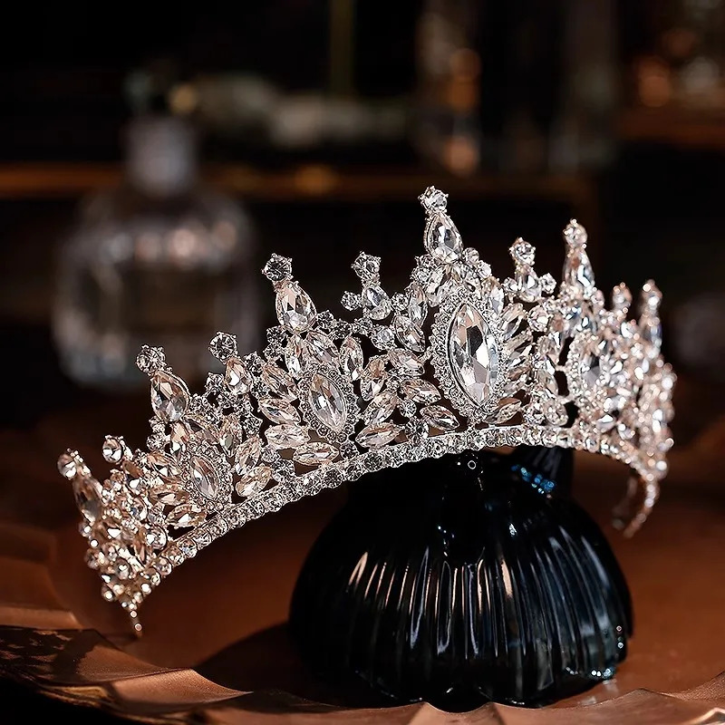 DIEZI Baroque Big Water Drop Crystal Tiara Crown For Women Girls Wedding Elegant Bridal Princess Party Hair Dress Jewelry250108