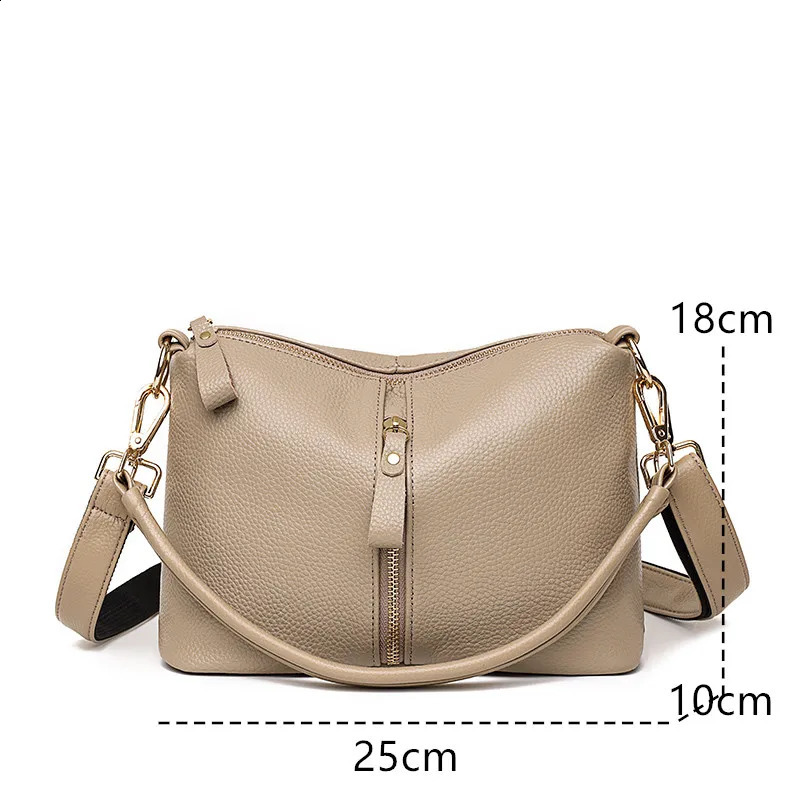 Genuine Leather Womens Shoulder Crossbody Bags High Quality Women Handbag Solid Color Cow Female Messenger Tote Sac 250106