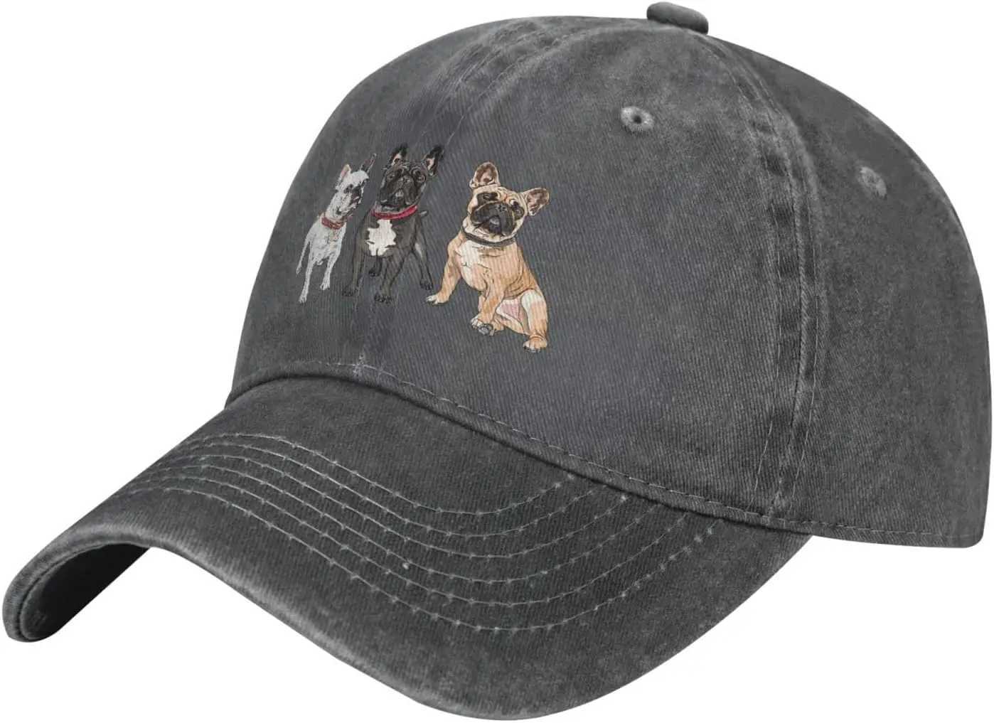 French Bulldog Retro Distred Adjustable Washable Denim Mens Dad Truck Driver Hat Mens Baseball C Ball W250113