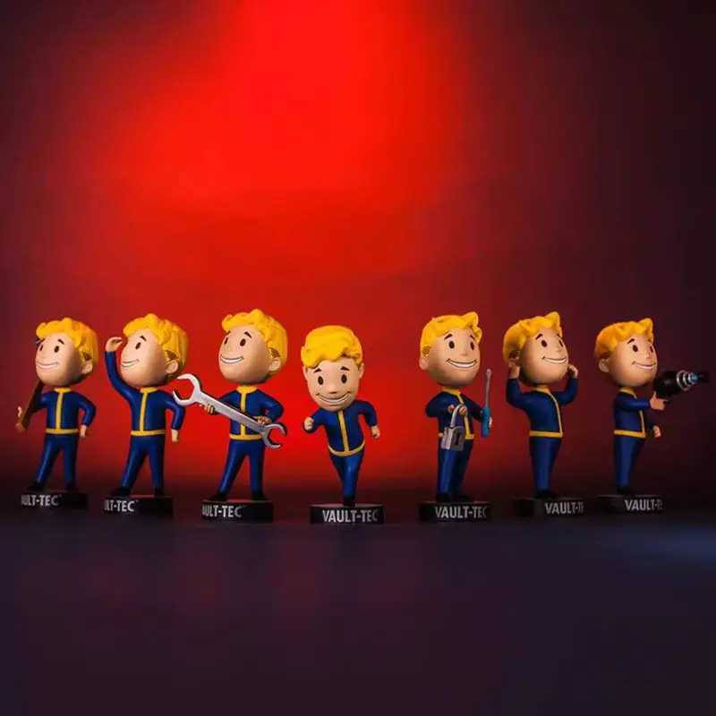 New 4 Vault Boy 3 Generation 7 Shaking Anime Action Figure Statue Model Room Ornament Toys Kids Marriage Fall Free shipping