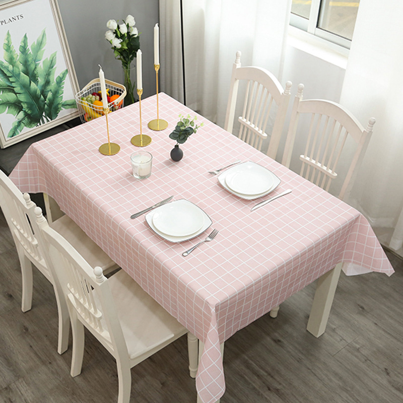 Modern Minimalist Style Anti-scalding and Waterproof Leave-in PVC Plaid Tablecloth