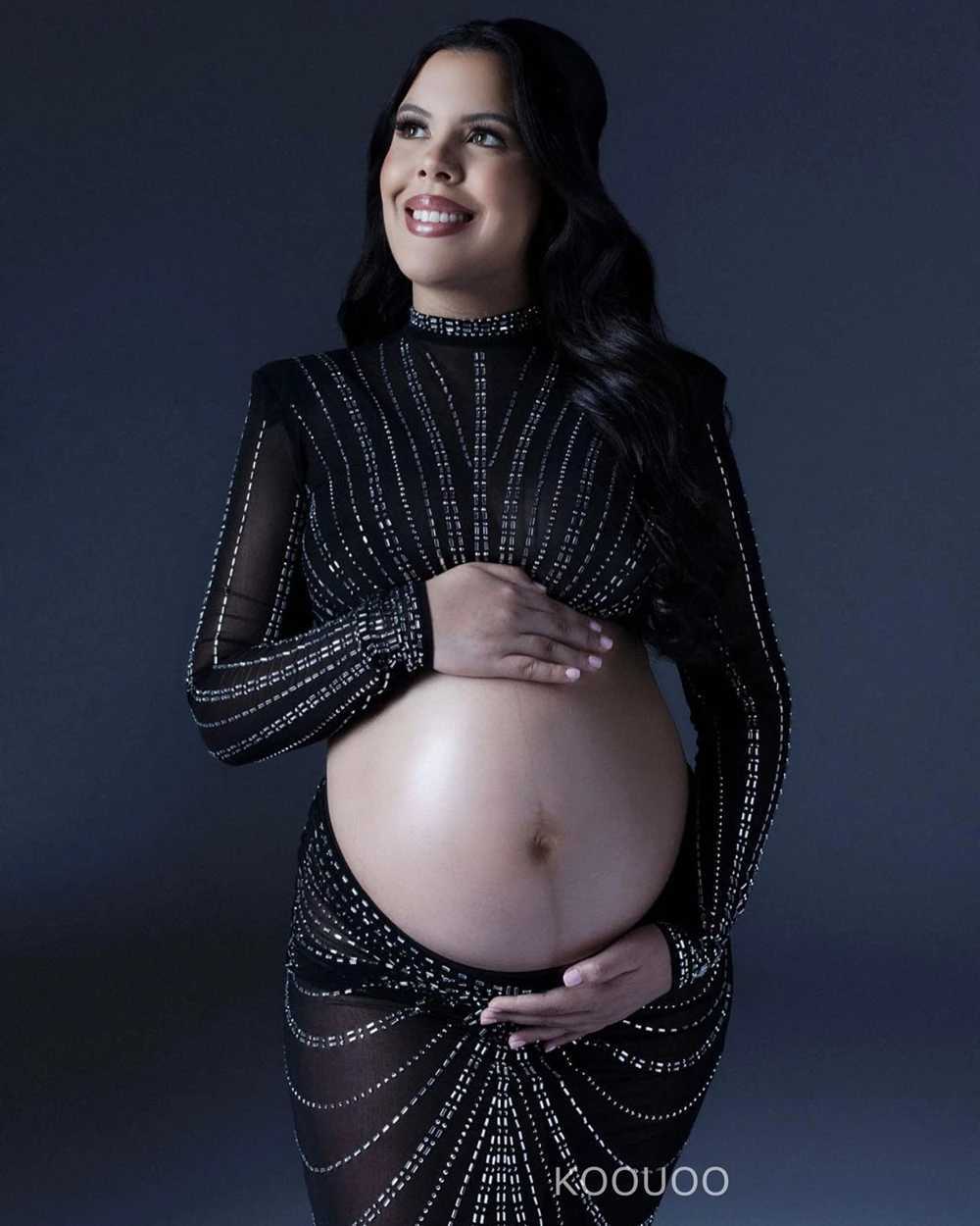 Pregnant womans photo shoot cut dress rhinestone elastic pregnant womans photo womens clothing suspender crystal hot repair set dress W250113