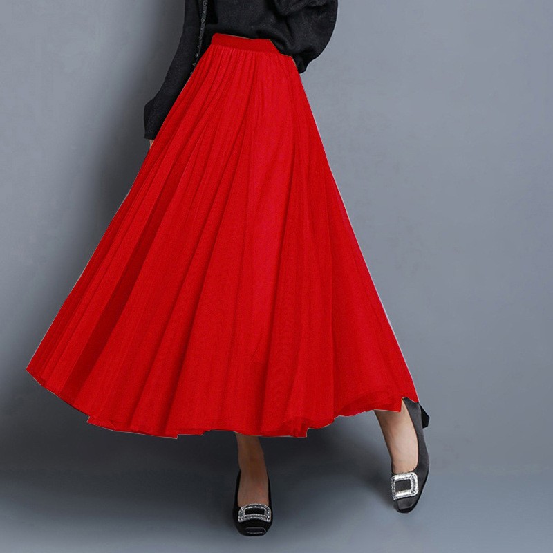 HH280 New style swing skirt Korean style A-line mesh skirt mid-length skirt