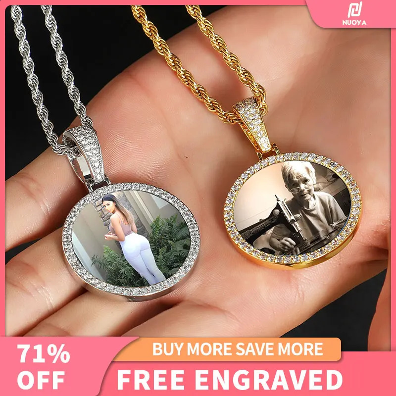 Custom Iced Out 35/45mm Memory Necklace Hip Hop Locket Picture Pendant Po Pendant For Women 250107