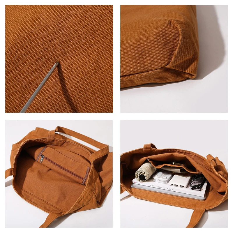 Large Canvas Womens Bag Solid Eco Bag Korean Shoulder Bag Reusable Shopping Messenger Bag Y2K Handbag School Pocket Travel Bag250114