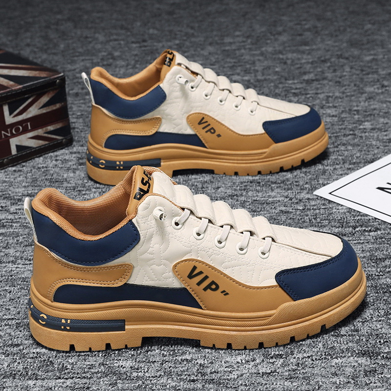 Men Casual Shoes Breathable PU Leather Platform Sneakers Summer Thick Bottom Low Top Training Sneakers